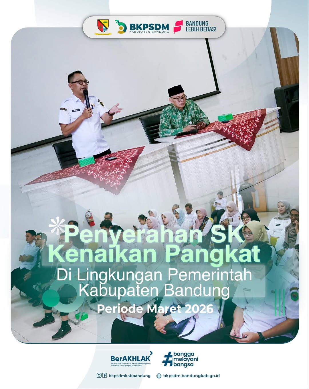 Penyerahan SK Kenaikan Pangkat Di Lingkungan Pemerintah Kabupaten Bandung Periode Maret 2026